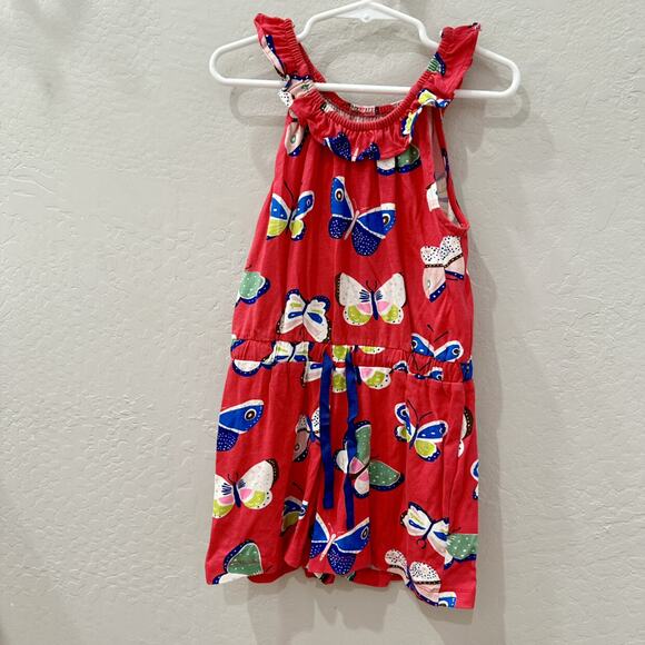 Mini Boden Red Butterflies Ruffle Tank Romper - Picture 1 of 6